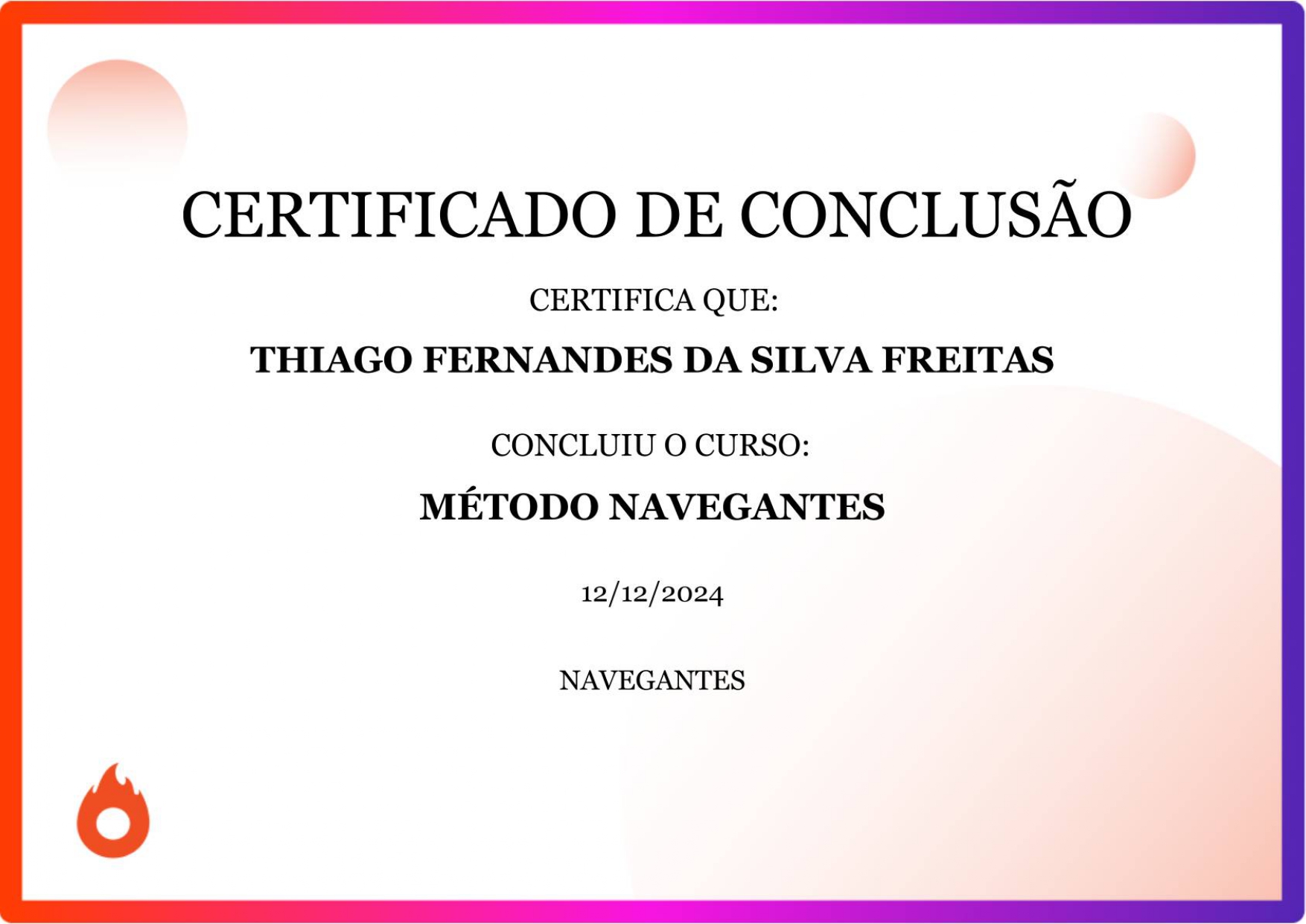 Certificado Método Navegantes